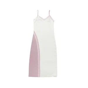 Triacetate Satin Lace Dress in Pink