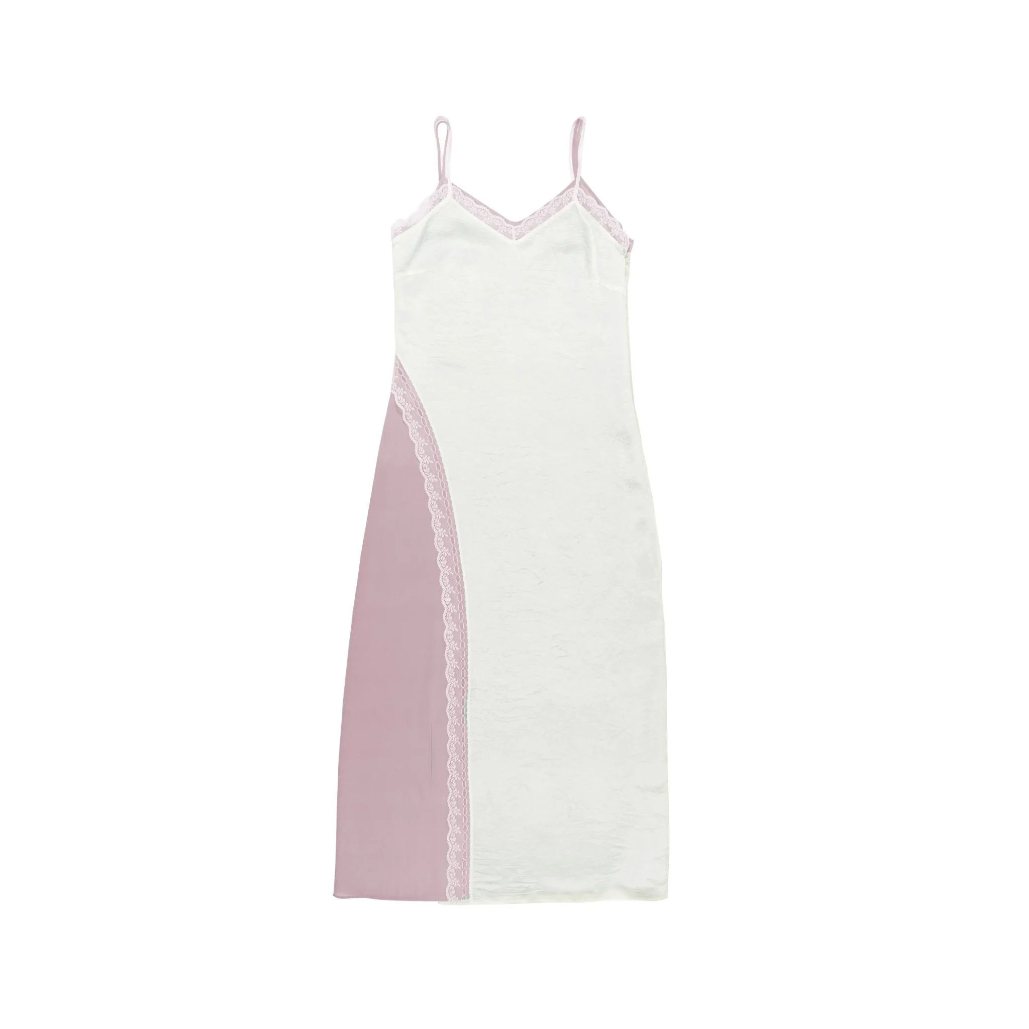 Triacetate Satin Lace Dress in Pink