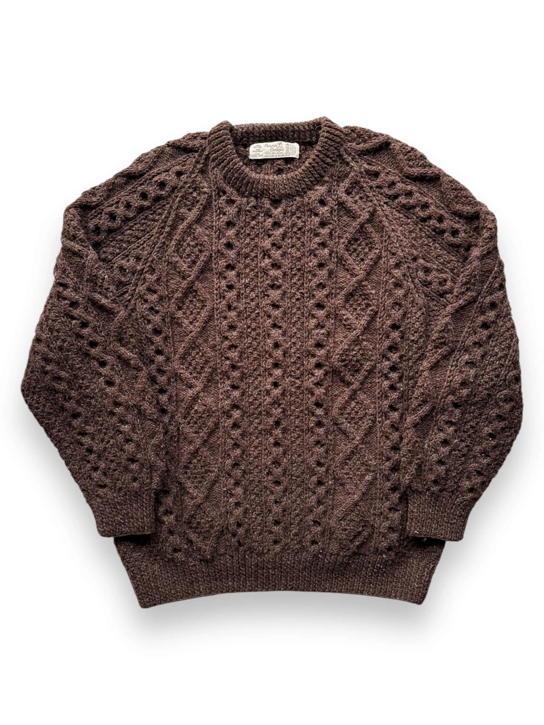 Vintage Athena Designs Dark Brown Irish Wool Sweater SZ XL
