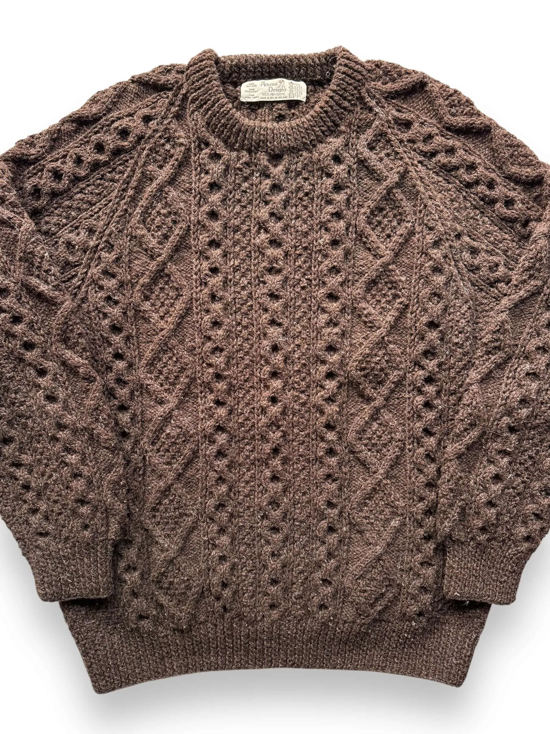 Vintage Athena Designs Dark Brown Irish Wool Sweater SZ XL