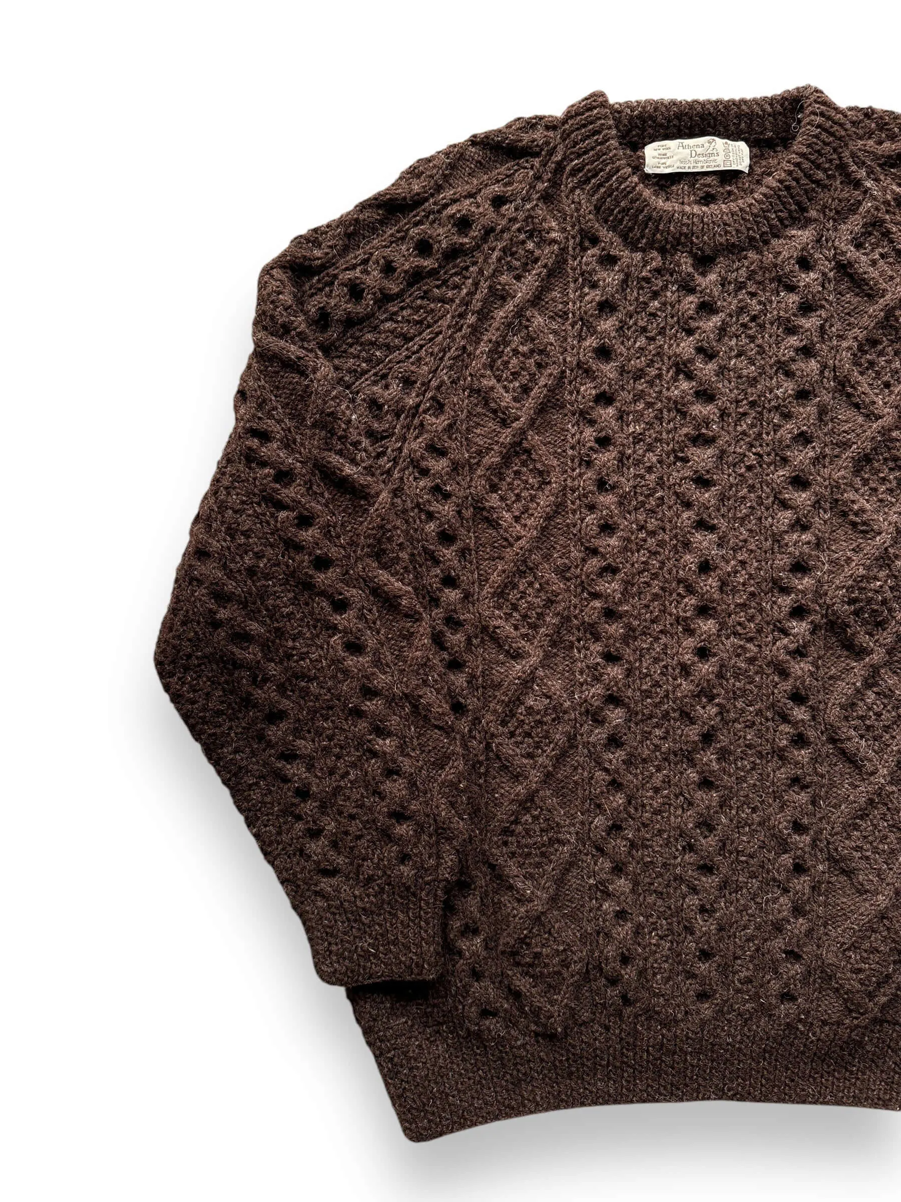 Vintage Athena Designs Dark Brown Irish Wool Sweater SZ XL