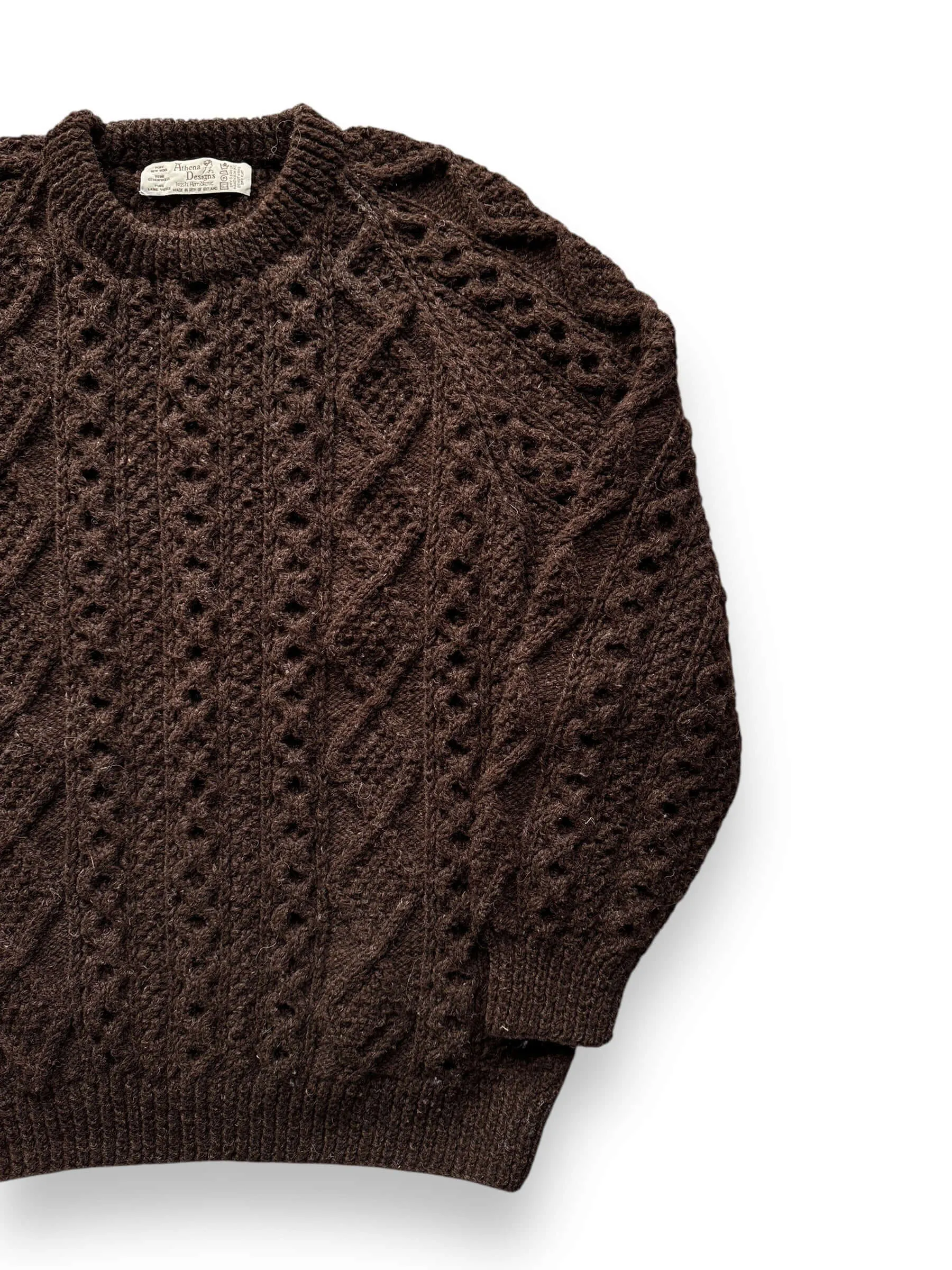Vintage Athena Designs Dark Brown Irish Wool Sweater SZ XL