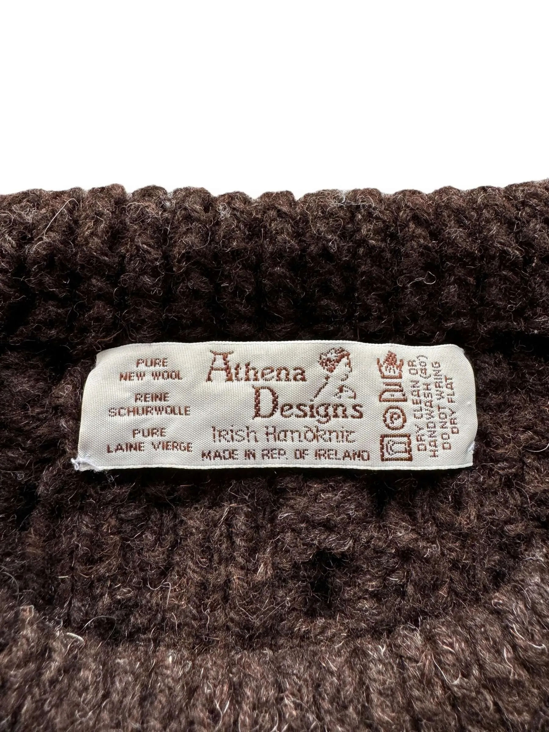 Vintage Athena Designs Dark Brown Irish Wool Sweater SZ XL