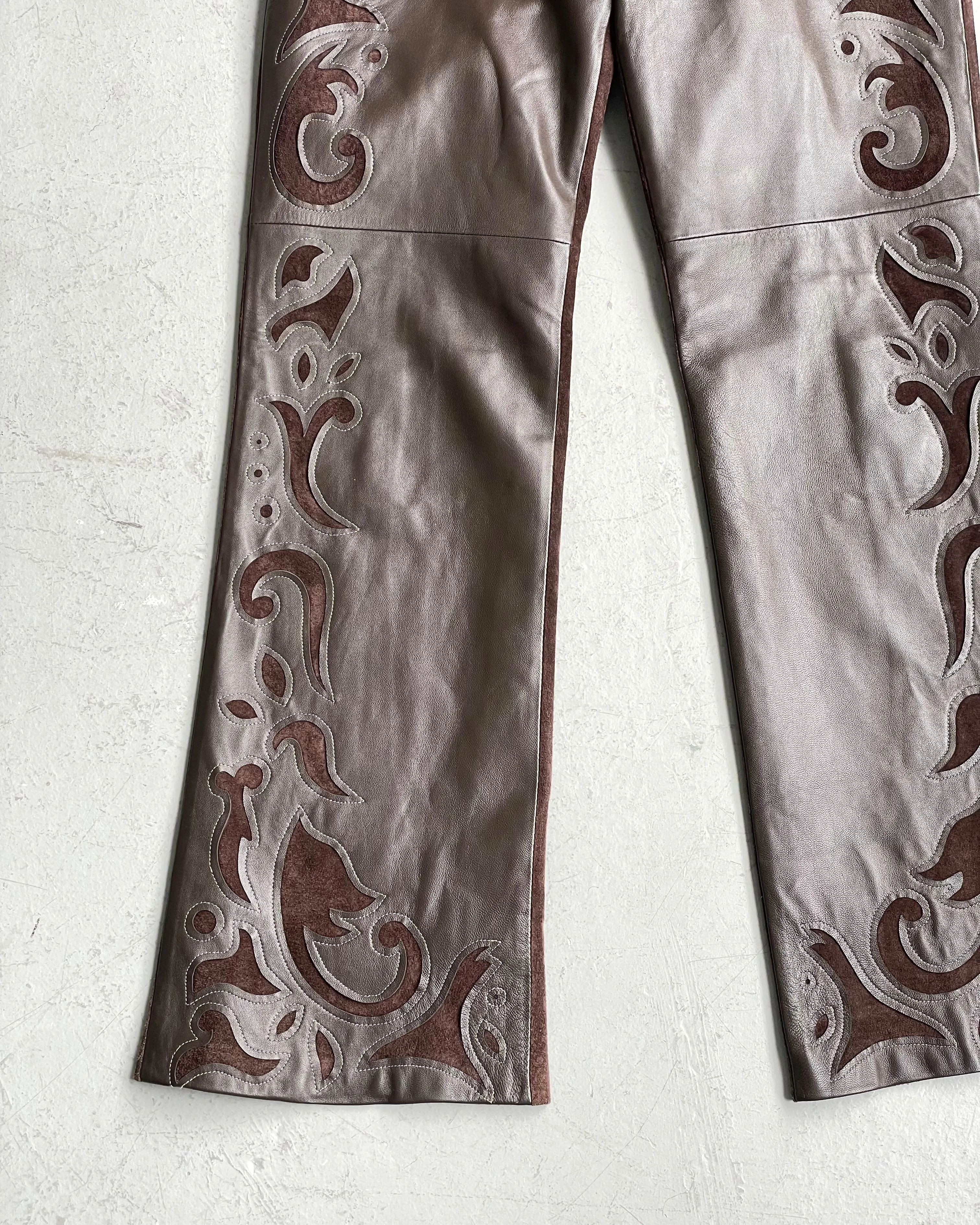 Vintage Western Brown Leather & Suede Pants