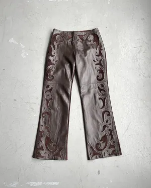Vintage Western Brown Leather & Suede Pants